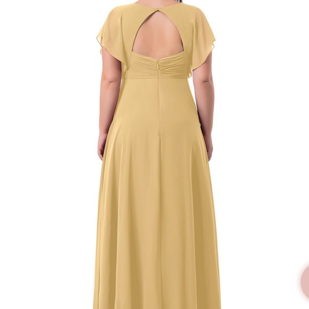 Azazie Rylee Bridesmaid Dress Gold Size A14 - Picture 7 of 8